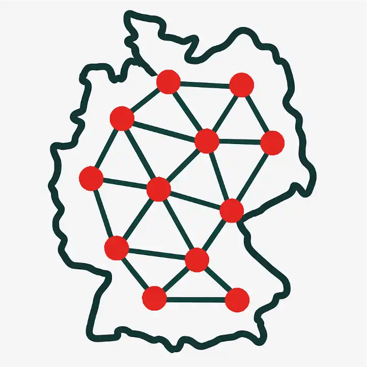 Netzwerk in Deutschland mit vielen Speichern