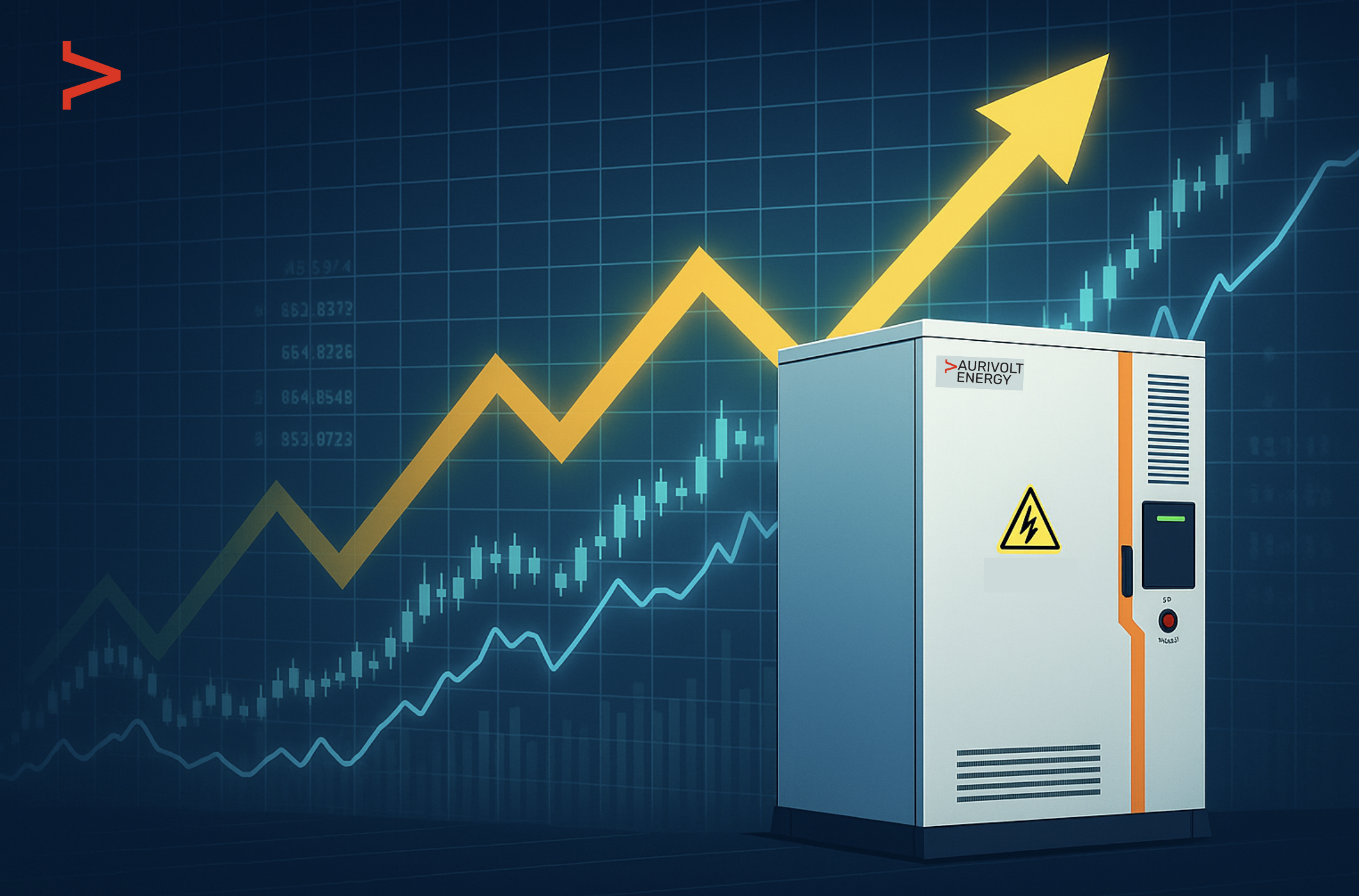 Batteriespeicher vor einem Chart mit Wachstum